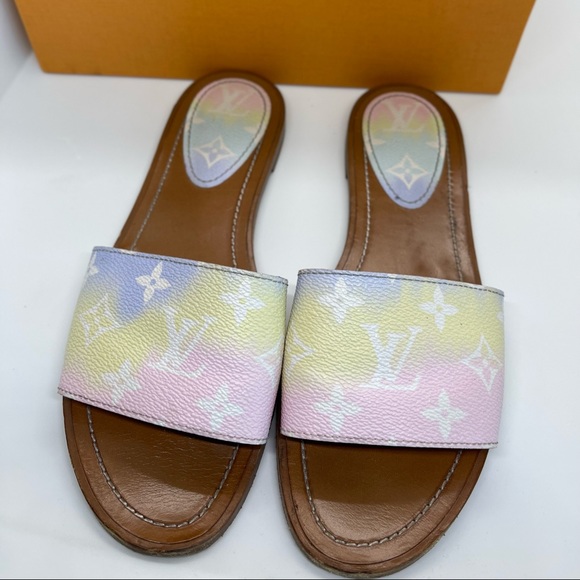 Louis Vuitton Escale Lockit Leather Slides - Picture 1 of 4